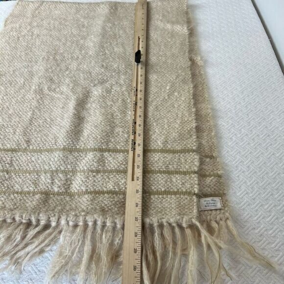Vintage Ginette Chabot Women’s One Size Mohair? Wool? Fringed Scarf France Cream - Picture 6 of 10